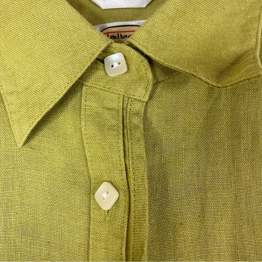 Talbots Chartreuse Irish Linen Button Up 3/4 Slee… - image 2